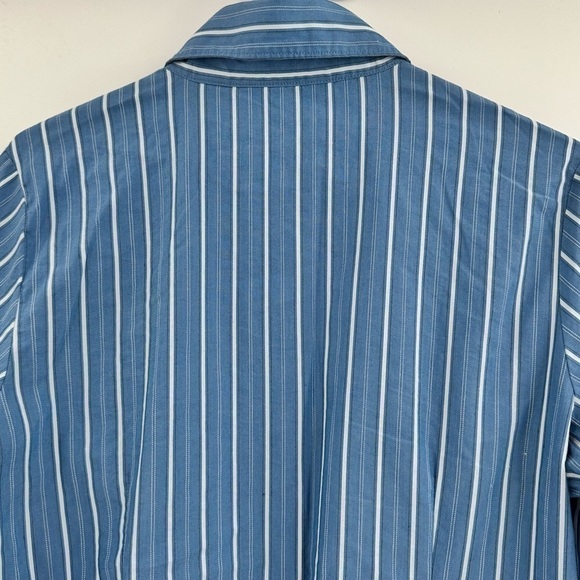 GOODCLOTHES Textured Stretch Women’s Blue Long Sleeve Button Down Size Large - Picture 6 of 13